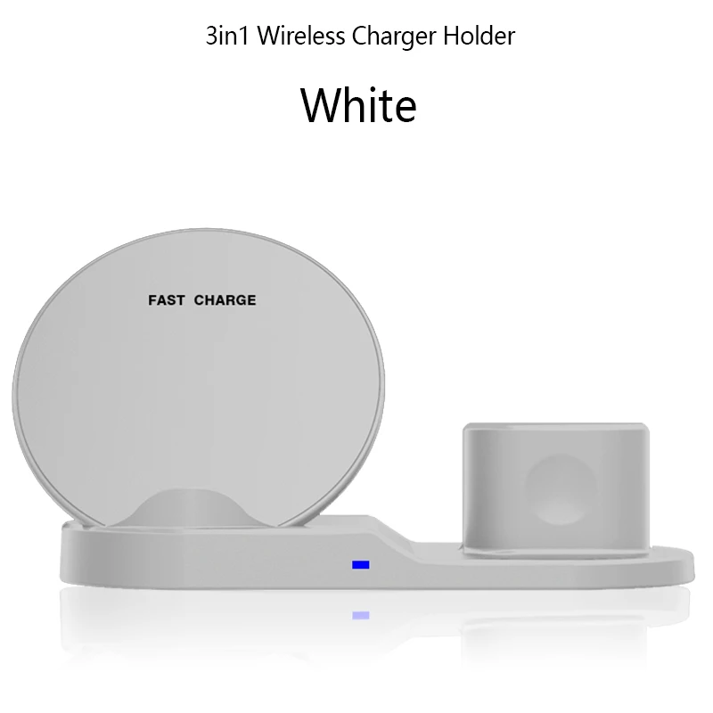 Qi 3 в 1 беспроводной мобильный телефон Быстрая зарядка подставка для iPhone Airpods Apple Watch Зарядное устройство Док-станция для iWatch 1 2 3 4 зарядное устройство s - Тип штекера: White Stand