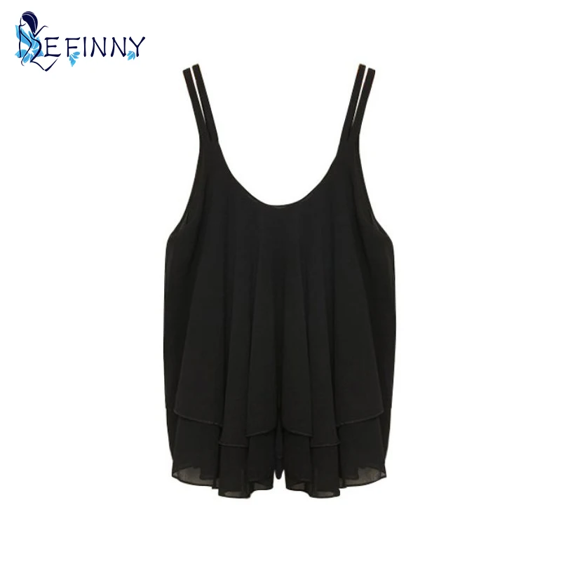 Женские шифоновые топы EFINNY двухслойные свободные однотонные без рукавов на