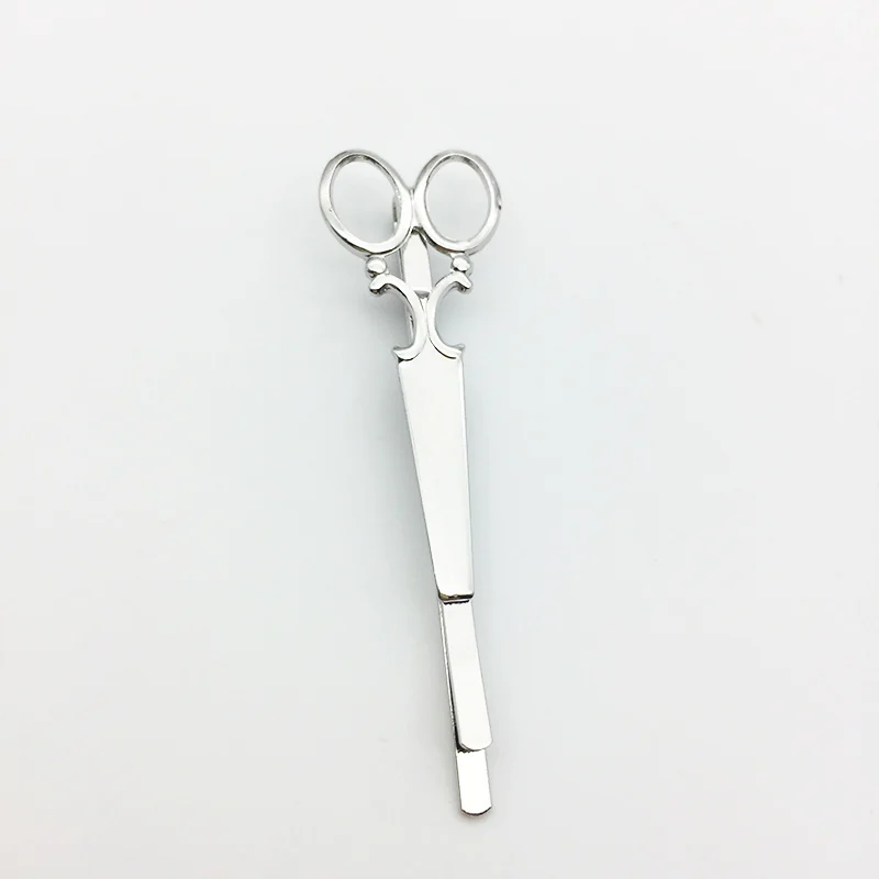 sliveryscissors 1 шт. модная металлическая форма листа заколки для волос заколки с кристаллами и жемчугом заколка для волос с цветными перьями Когти для волос инструмент для укладки волос - Цвет: sliveryscissors