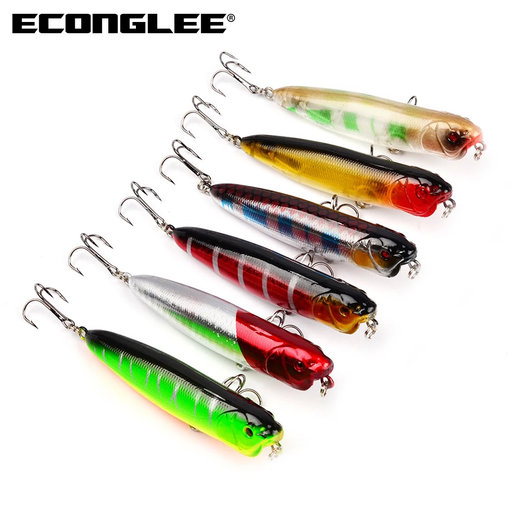 Econglee 6 шт. Поппер Рыбалка молния 9 см 3.54 "/11.76 г 0.41 унц. Пластик жесткий инструмент