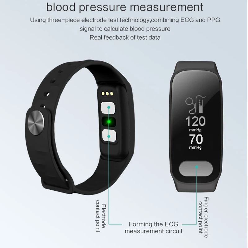 R11 ЭКГ Smart Band 0 96 дюймов Экран сердечного ритма крови Давление монитор сна умный