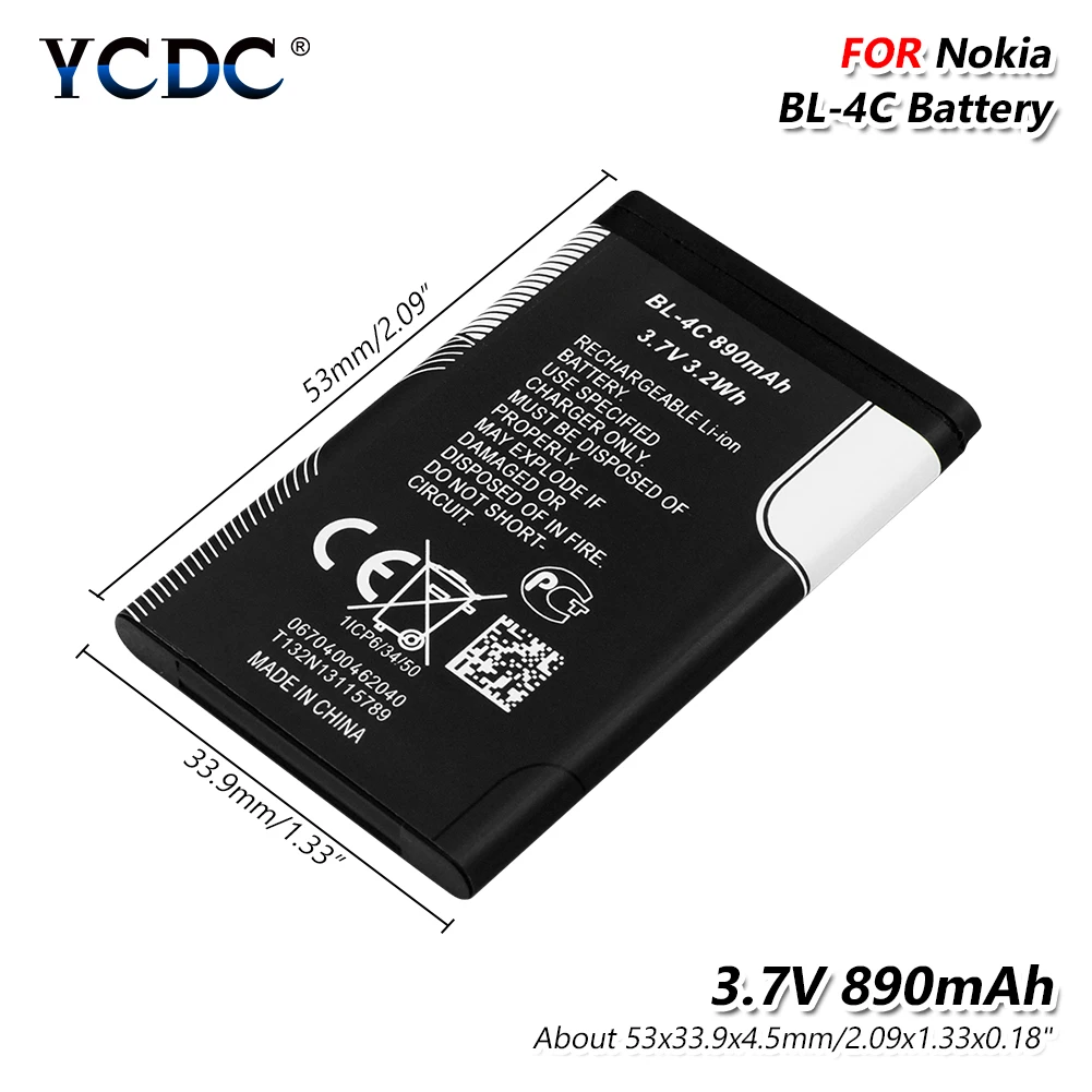 Смартфон BL 4C литий полимерный аккумулятор для телефона 3 7 v 890mah Nokia 6100 6125 6136 6136S 6300