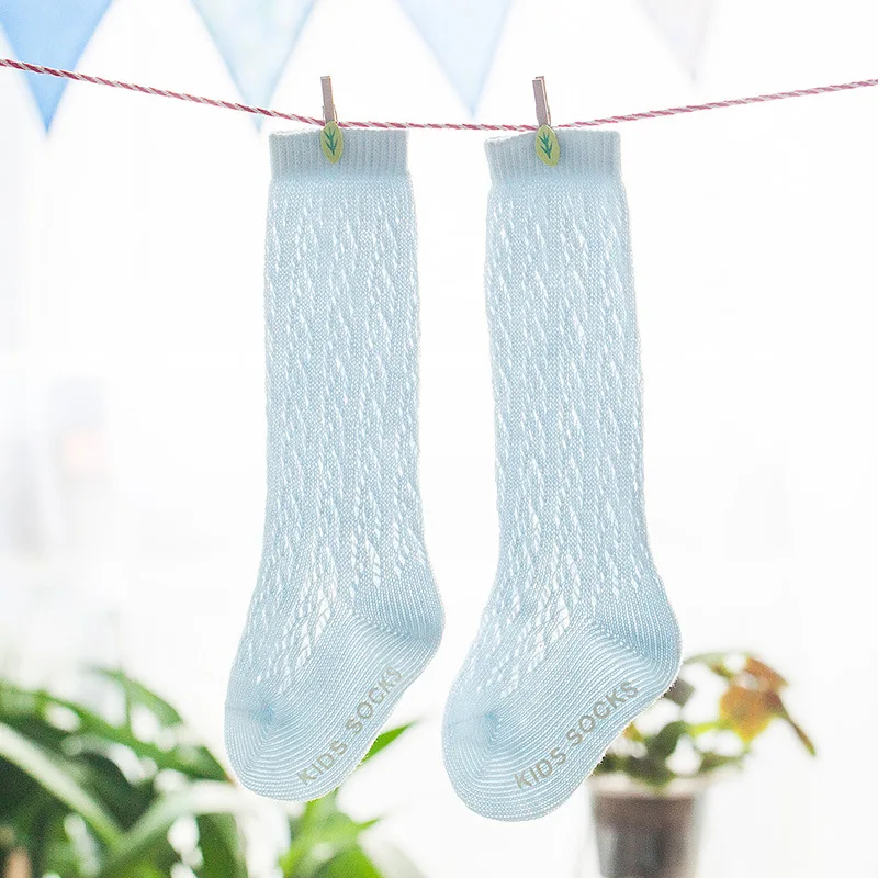 Детские носки длинные на весну и лето тонкие сетчатые дышащие Нескользящие