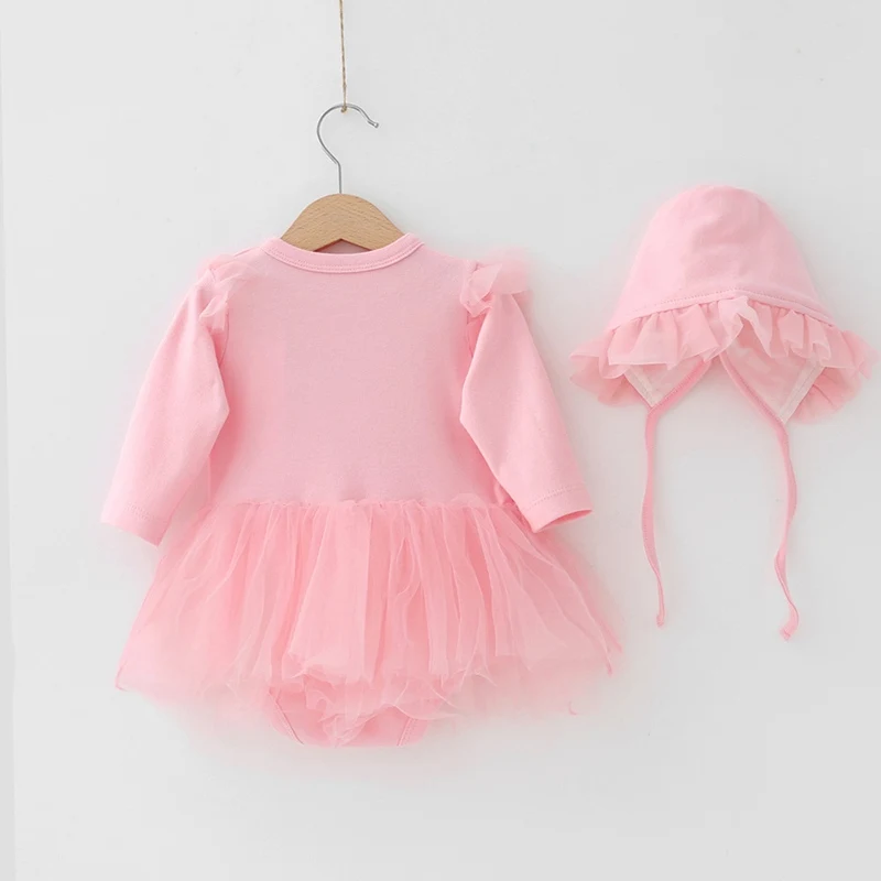 2 шт. хлопковые боди с длинным рукавом и шапка пачка|girl infant clothes|infant clothesnewborn outfit |