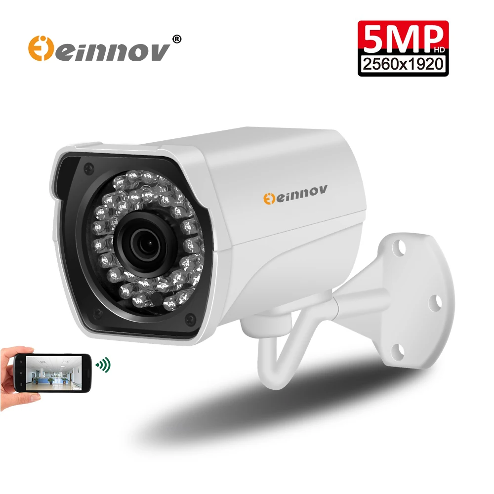 Einnov 5MP Onvif POE IP камера Aduio запись P2P комплект наружного видеонаблюдения HD H.265