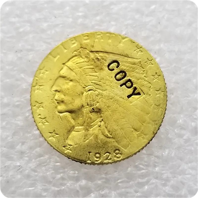 США 1908-1929$2,50 индийская голова четверть орел золотые монеты копии монет - Цвет: 1928