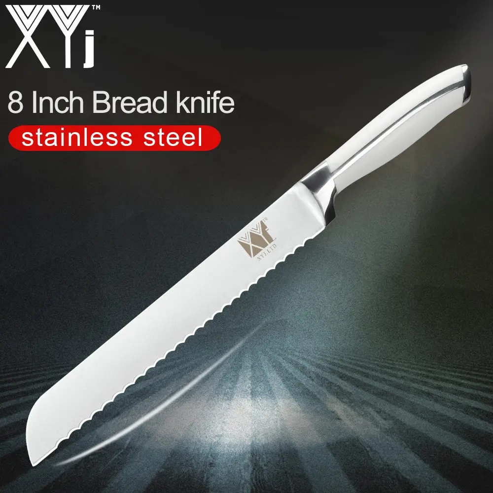 Кухонный нож XYj из нержавеющей стали 3," 5" " 8" " 8" дюймов, кухонные ножи Santoku, Кливер, ножи для нарезки, качественный Подарочный нож - Цвет: 8 inch bread knife