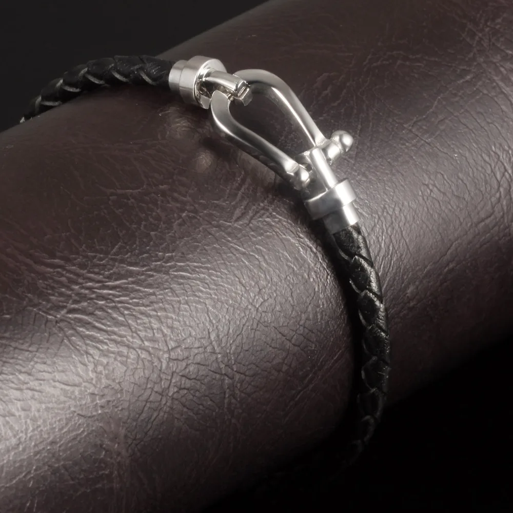 Мужской кожаный плетением Браслеты с подвесками Новая мода Нержавеющая сталь 20