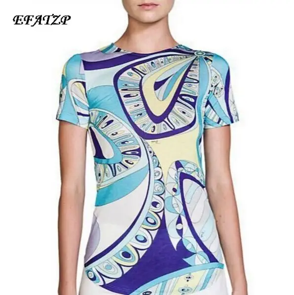 Женский топ с геометрическим принтом Повседневная футболка-футляр коротким