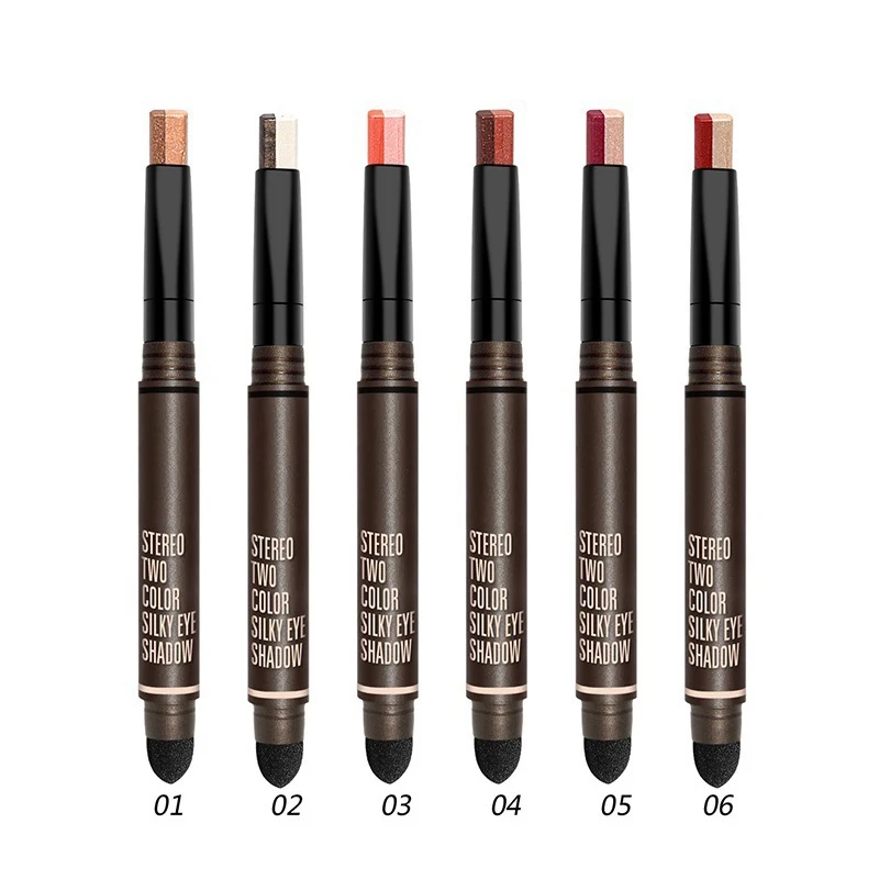 NOVO Brand 2 Colors Eyeshadow Pen Glitter Matte Makeup Silkworms Eye Shadow Powder Make Up Pigment Cosmetics With Sponge|brand eye shadow|eye