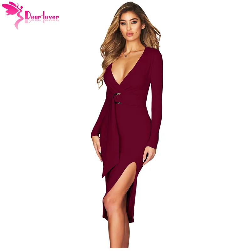 Dear Lover женское осеннее сексуальное обтягивающее платье Вечерние черное из