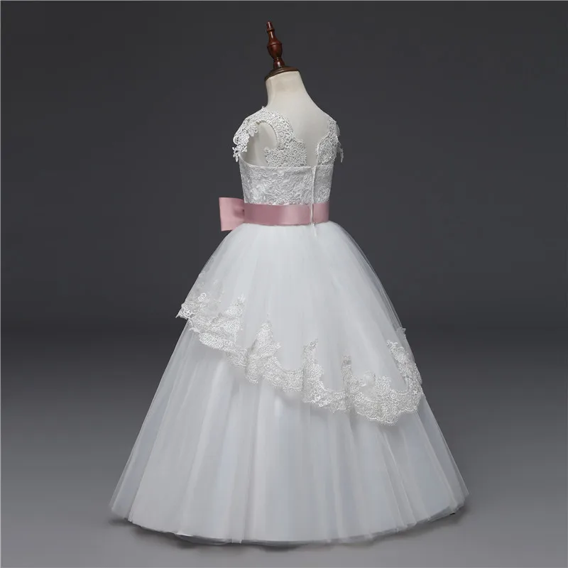 Детское платье для девочек-подростков изысканное белое фатиновое причастия