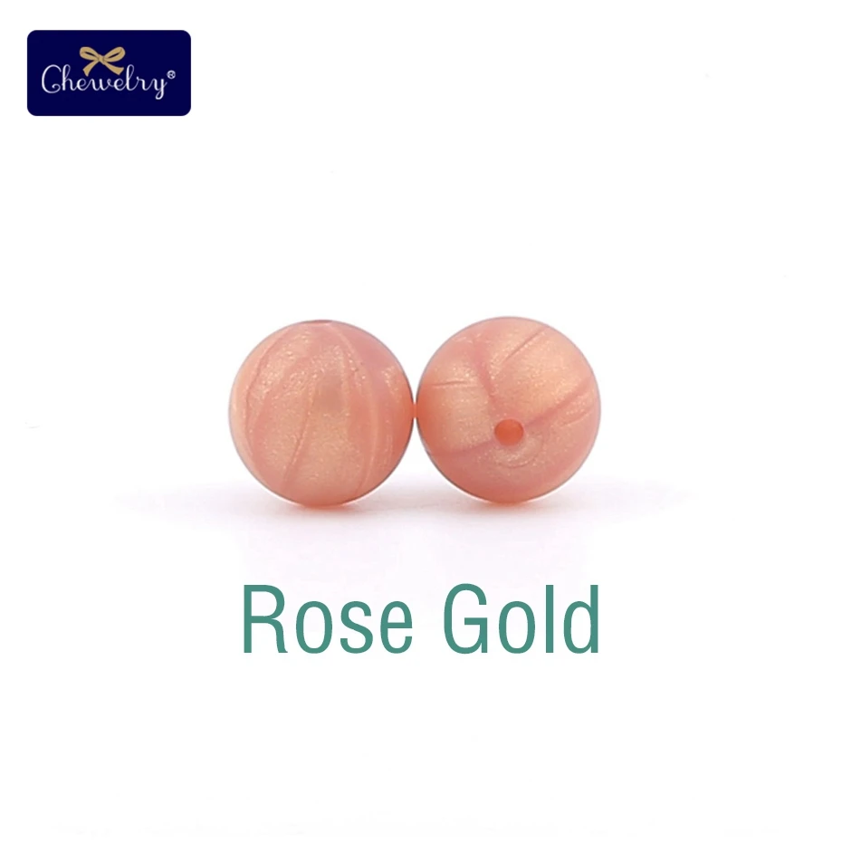 Rose Gold 30 шт пищевого качества силиконовые бусины 12 мм жемчужные силиконовые бусины Детские игрушки DIY детские Прорезывания Зубов Ожерелье без БФА соска цепь аксессуары - Цвет: Rose Gold
