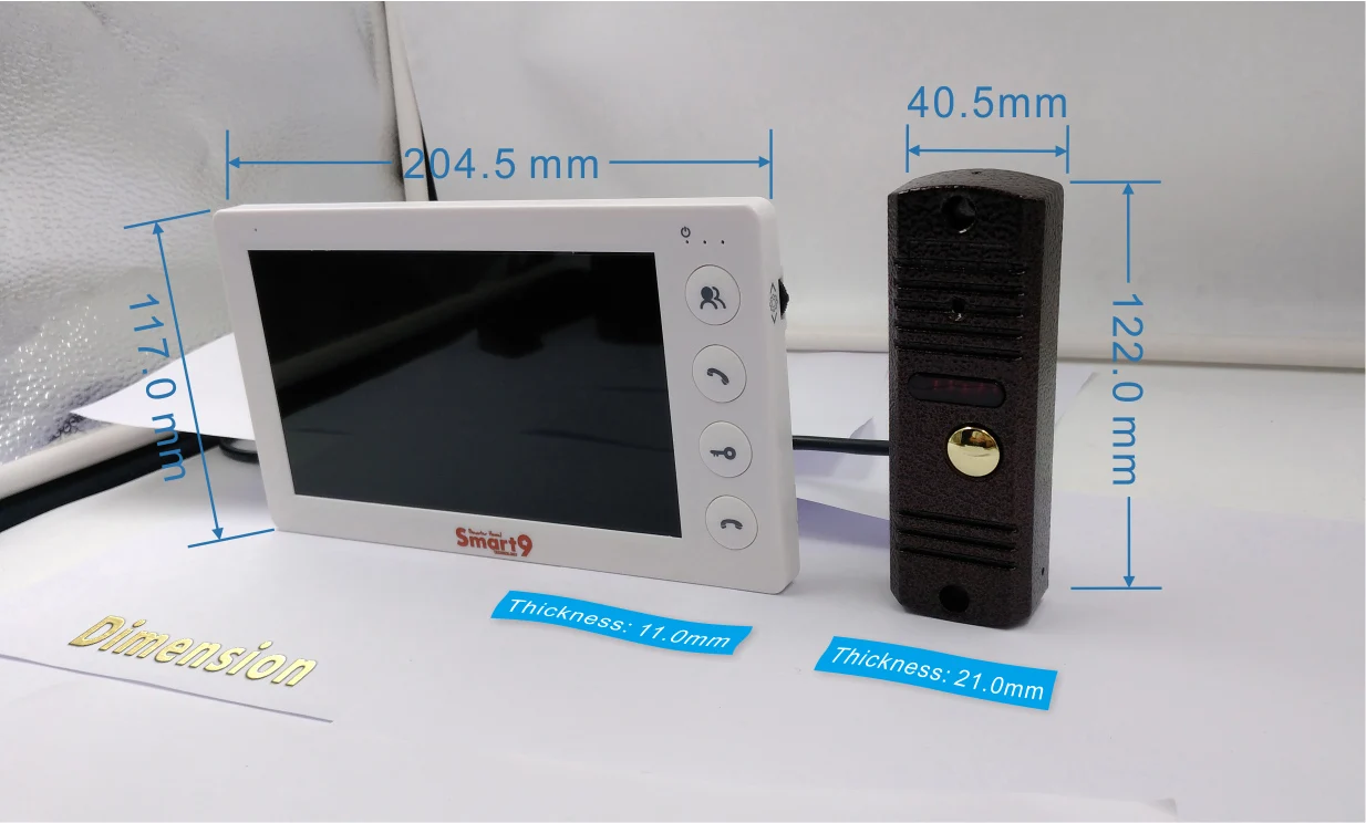 Smart9 VDP DIY KIT, 4 Wire Metal DoorPhone 7inch Indoor Monitor Panel Video Intercom
