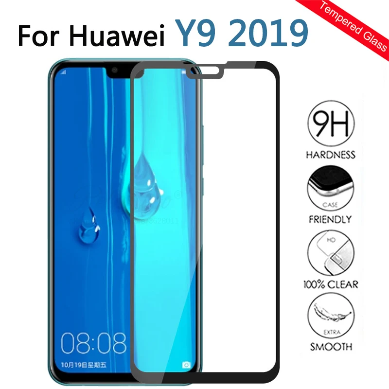 Закаленное стекло с полным покрытием для Huawei y9 2019 протектор экрана huawei y 9 JKM LX1 LX2 LX3