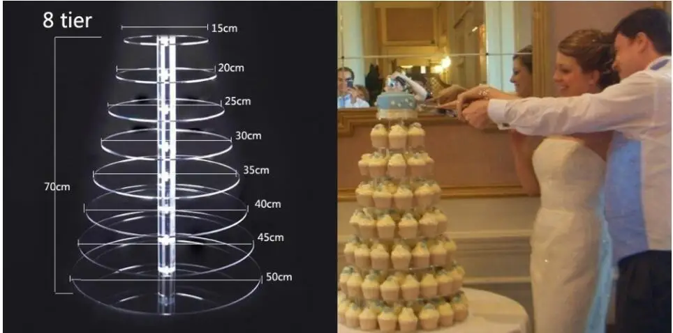 Free Shiping 8 Tier Crystal Acrylic Round Cupcake Stand or perspex cake Display Tools Suitable for Christmas/Wedding/Birthday | Дом и сад