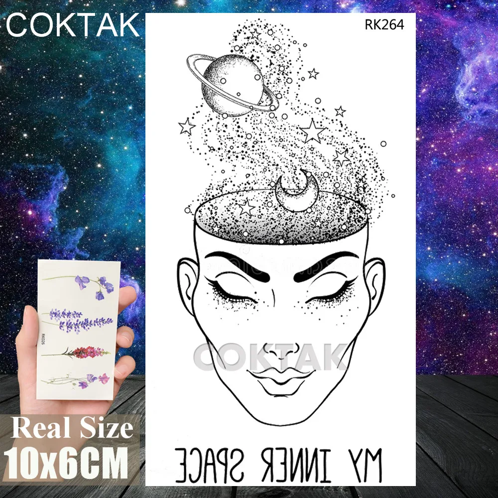Временная тату наклейка Beauty Galaxy Girl искусственная Геометрическая водостойкая