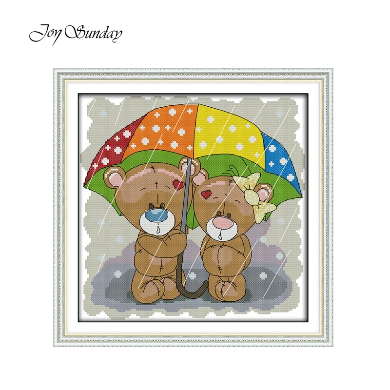 Joy Sunday вышивка крестиком мультяшный медведь 11CT 14CT DMC экологичный хлопковый