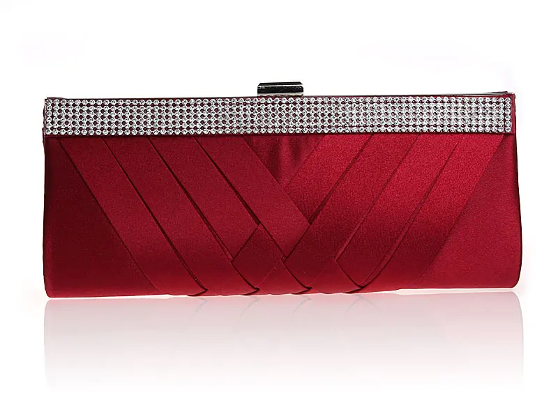 

Burgundy Chinese Women's Satin Rhinestone Handbag Hand Party Bridal Wedding Evening Bag Makeup Bag Free Shipping 03885-C
