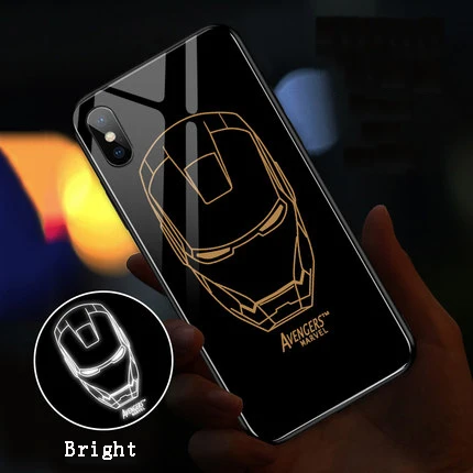 2 EKIND чехол из закаленного стекла для телефона для iPhone X XS XSMAX со светодиодным логотипом, роскошный стеклянный чехол для iPhone, защитный чехол для телефона - Цвет: 2