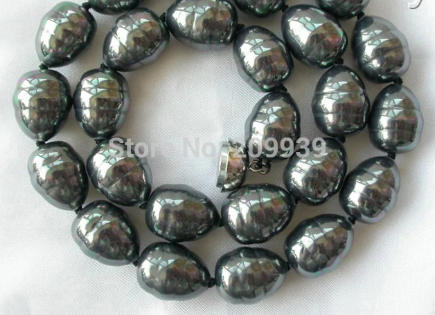 AA 004122 stunning big 16mm baroque black sea shell pearl necklace magnet clasp | Украшения и аксессуары