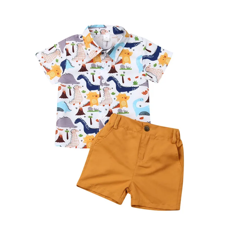 

2019 New Newborn Kids Baby Boys Summer Tops T-shirt Dinosaur Pants Shorts Outfits Set Cute Cartoon Print Clothes 1-6Y