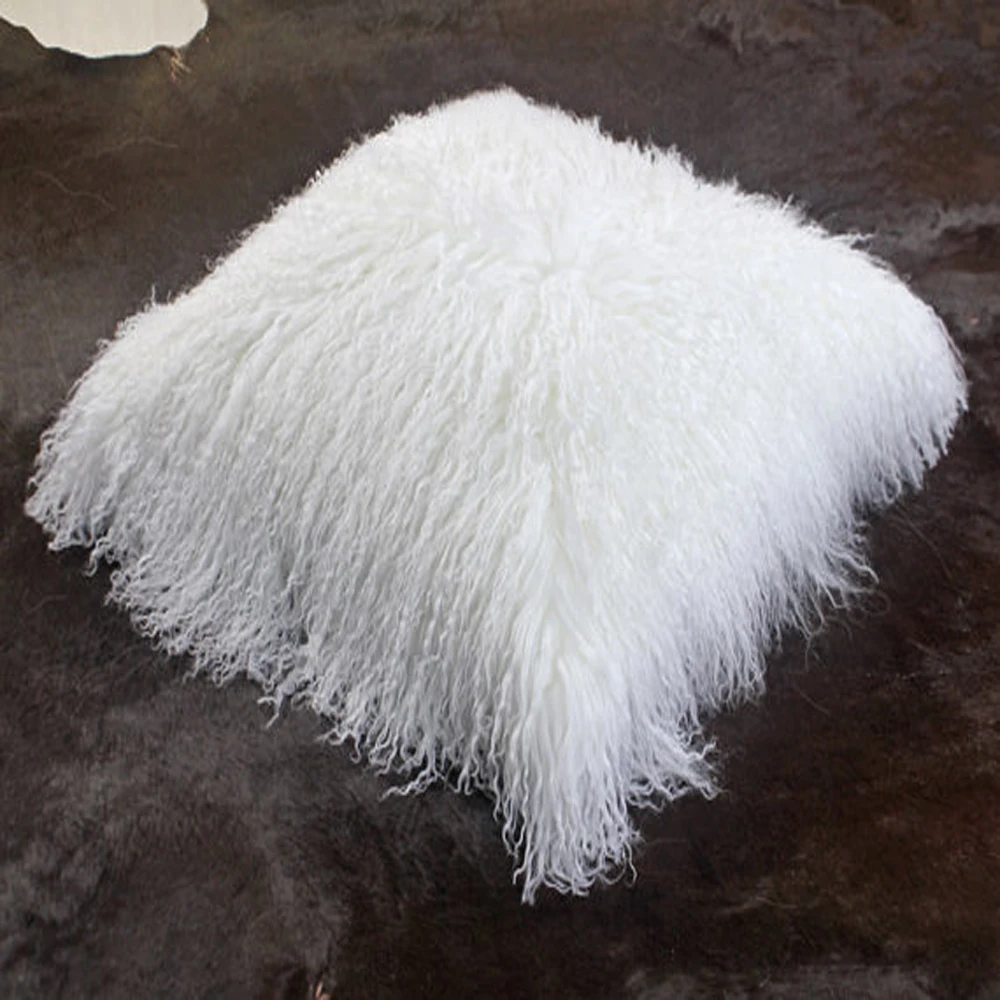 Натуральный монгольский мех наволочка белая тибетская овечка Декоративные