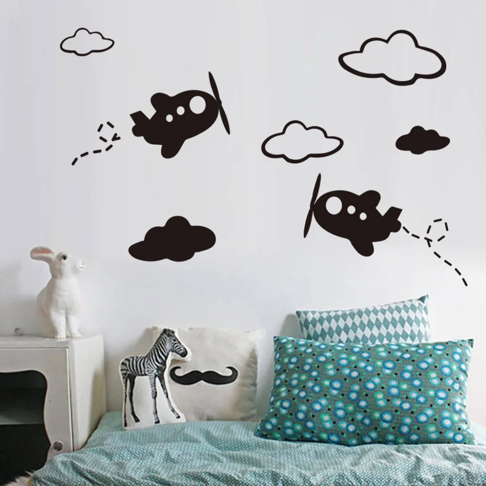 Съемная Наклейка на стену с изображением самолёта декоративная наклейка для