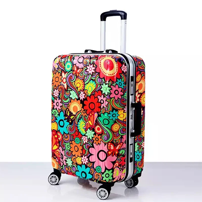 

Fashion graffiti rolling luggage aluminum frame spinner carry on brand trolley suitcase travel aluminum luggage 20/24/28 inch