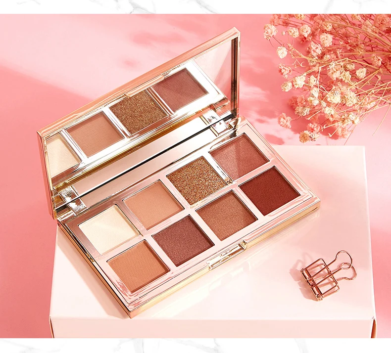 Romantic Color eyeshadow palette 8 colors delicate silky touch eye makeup matte glitter metalic nude