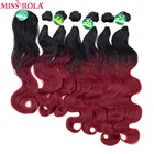 Пучки волос Miss Rola, синтетические волосы для наращивания, объемные волнистые пучки, T1B-BUG, 6 шт., 18-22 дюйма, волосы с бесплатной застежкой