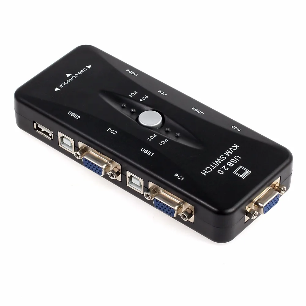 Постер 2 0 KVM переключатель USB VGA сплиттер коробка концентратор адаптер 4 порта