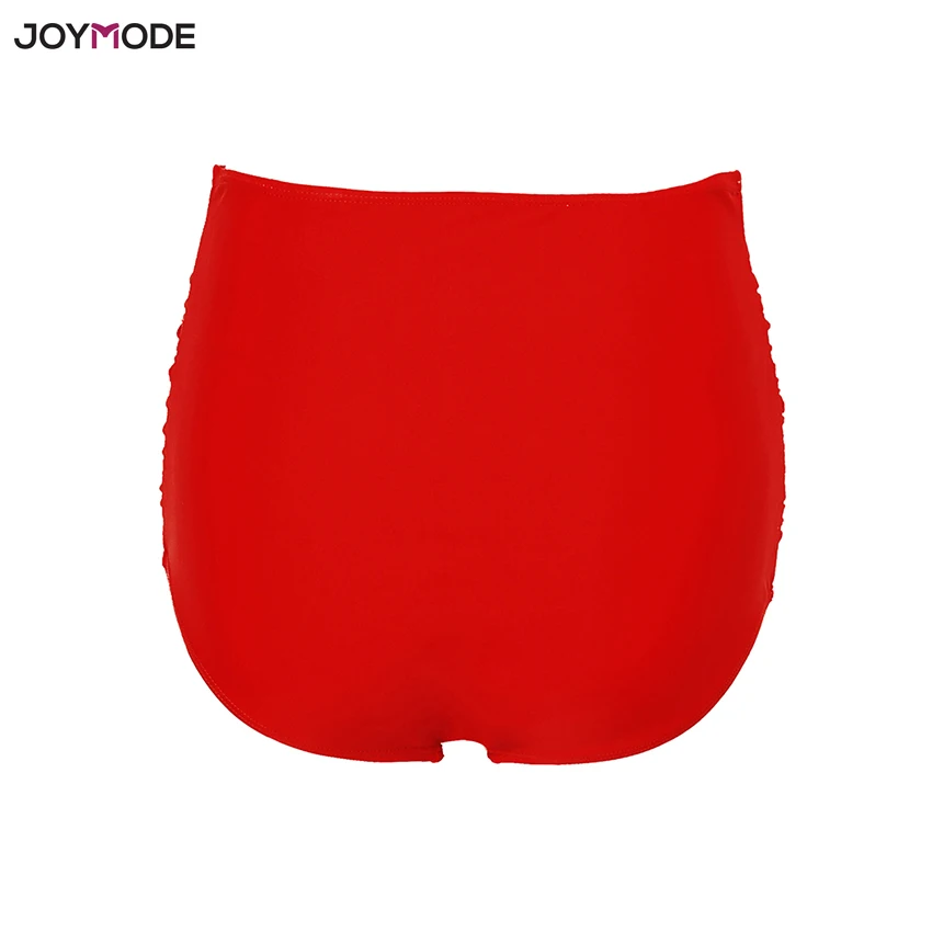 JOYMODE Для женщин бикини шорты со средней Высокая Талия Твердые Ruched Плавание костюм