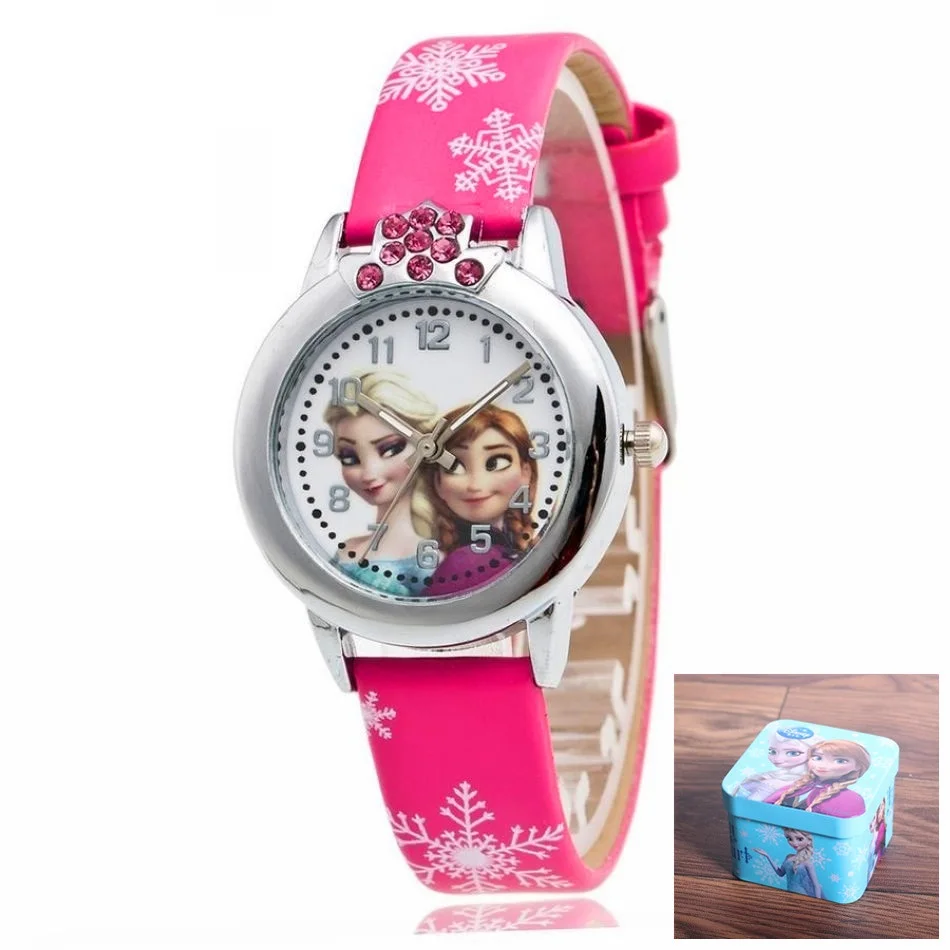 Дисней relogio feminino relojes мультфильм детские часы принцесса часы модные детские милые резиновые кожаные кварцевые часы для девочек - Цвет: 1 original box
