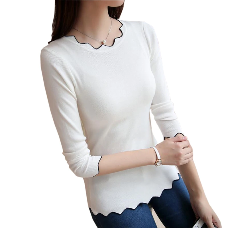 2018 Autumn Winter Women Cute Elegant O-Neck Loose Casual Knit Sweater Pullover Long Sleeve Spring Tops RE0777 | Женская одежда
