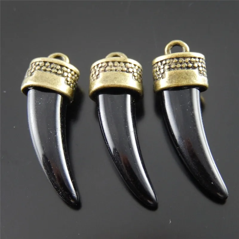 Оптом. Ювелирное изделие Пэодвеска в виде черного зуба (Античная бронза) 10шт
