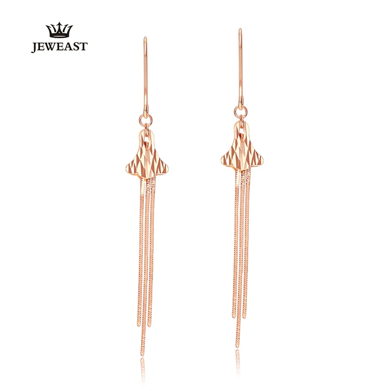 Серьги из чистого золота 18 карат 750 пробы с кисточками классические ювелирные