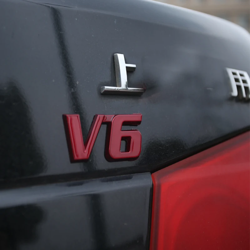 Горящий автомобиль хром металлическая распродажа логотип V6 3D Металлическая
