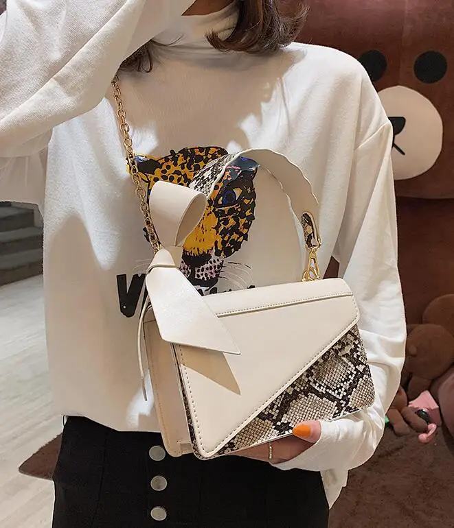 Hot-sale Fashion Serpentine Butterfly chain single shoulder bag Simple color contrast luxury lady handbag Splicing messenger | Багаж и