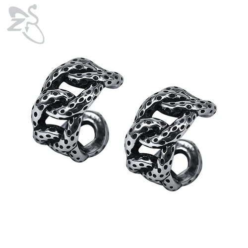Twist ZS, серьги из нержавеющей стали, панк, Череп, каффы, серьги для мужчин и женщин, готический стиль, клипсы, рок, байкер, каффы для ушей, хряща, серьги - Окраска металла: Twist