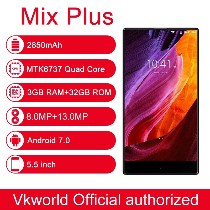 VKworld Mix Plus 3 ГБ + 32 отпечатков пальцев Смартфон идентификации 5 'ɲ.5D полный Edgeless