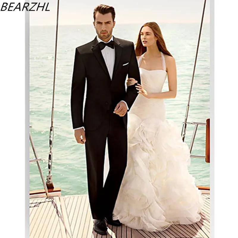 

Wedding Dress Men Suit Black Custom Made Slim Fit Groom Tuxedos 2021