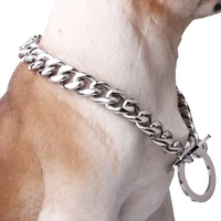 12151719mmpolished silver color stainless steel smooth curb cuban round dog chain pet collar choker necklace customize 12 34