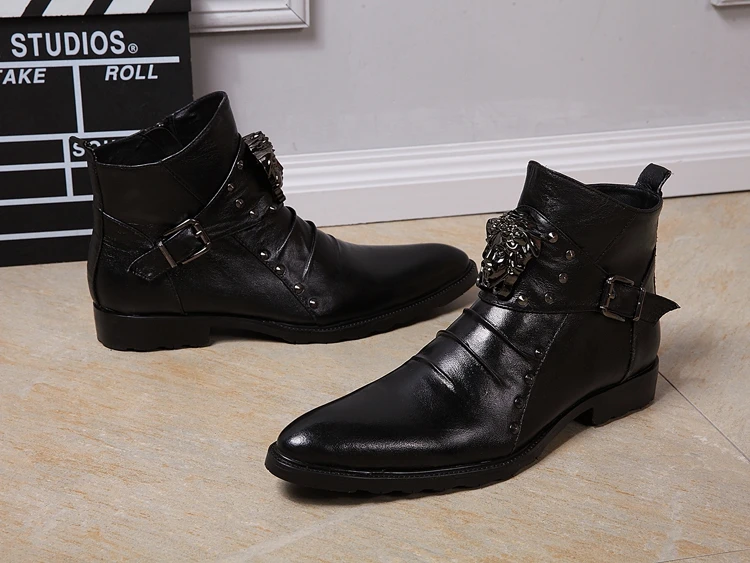 2017 модные мужские ботинки martin ботильоны из натуральной кожи с острым носком и