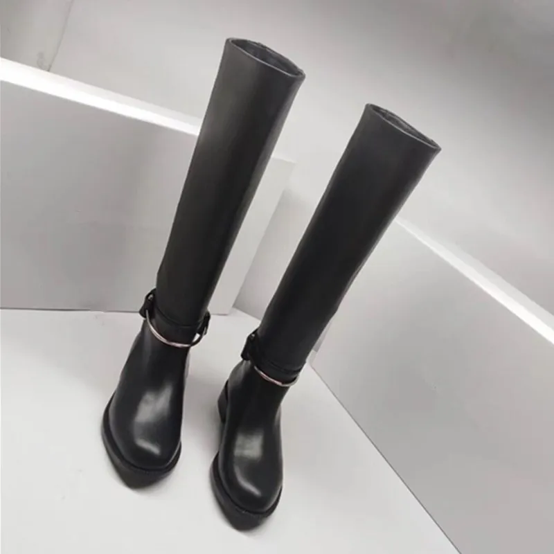 

2018 new fashion women's shoes women's boots leather black knee boots sexy female autumn and winter ladies thigh highbootsFemale