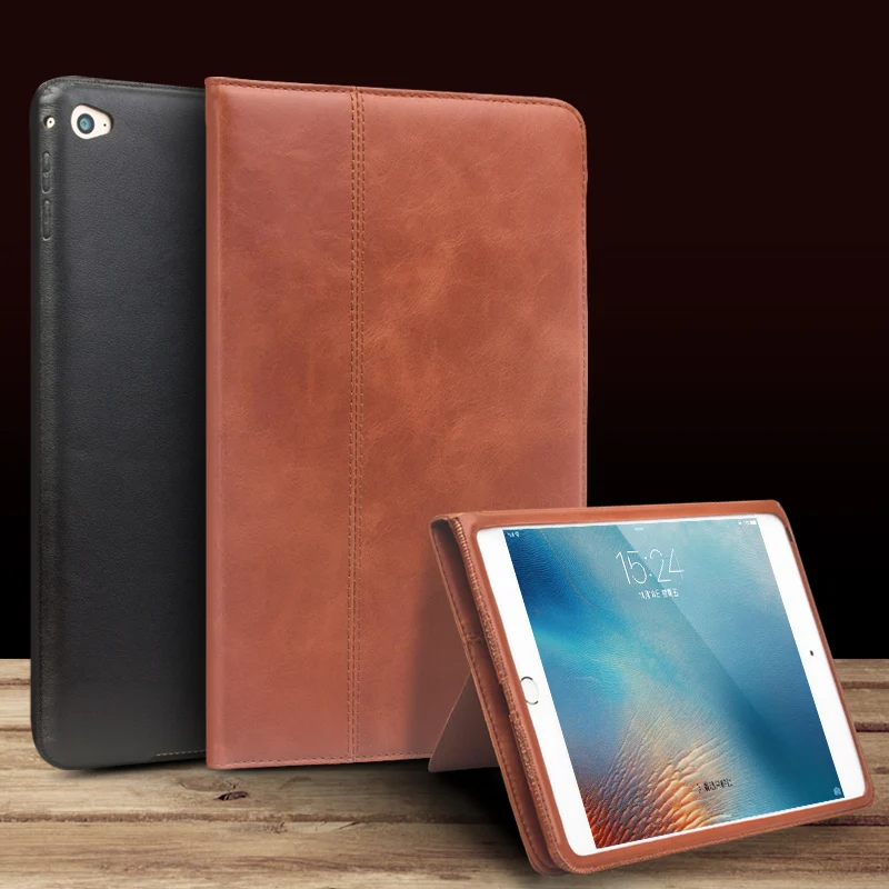 QIALINO Роскошный чехол для iPad mini 4 из натуральной кожи умная скобка чехол-подставка