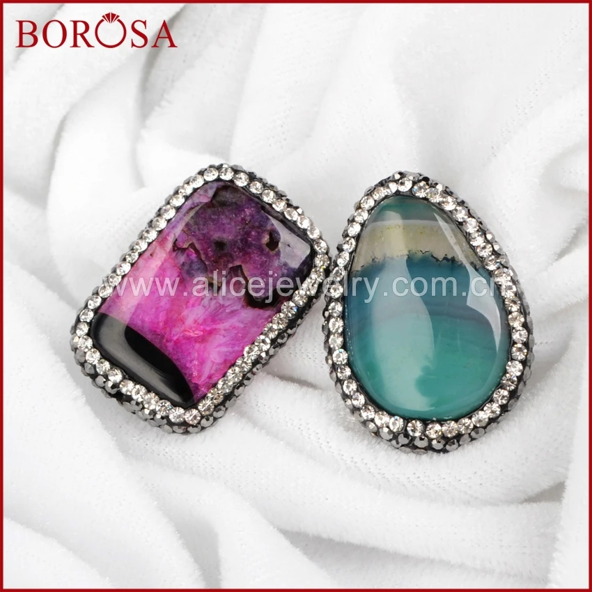 BOROSA Геометрия оникс Хрустальная Друза бусины из жеоды разной формы CZ выложенная