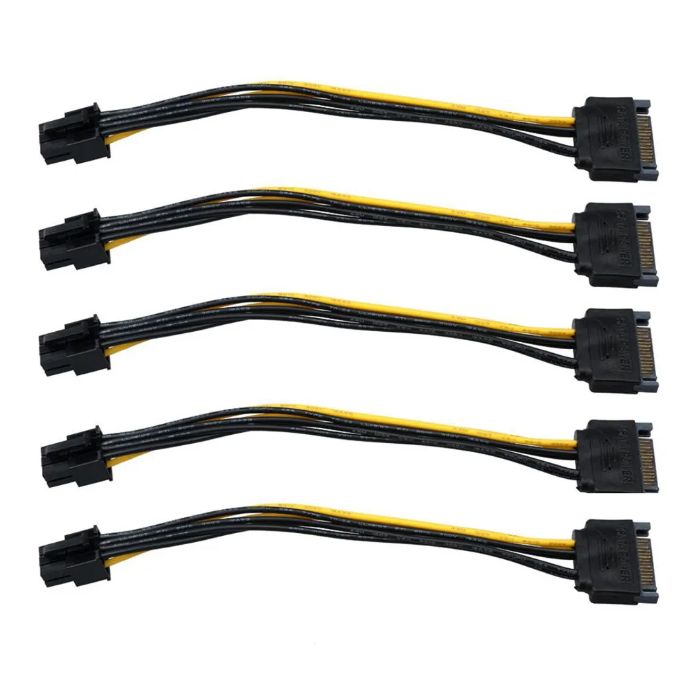 5 шт. SATA кабель питания 15 Pin до 6 PCI EXPRESS PCI-E Sata Графический конвертер адаптер