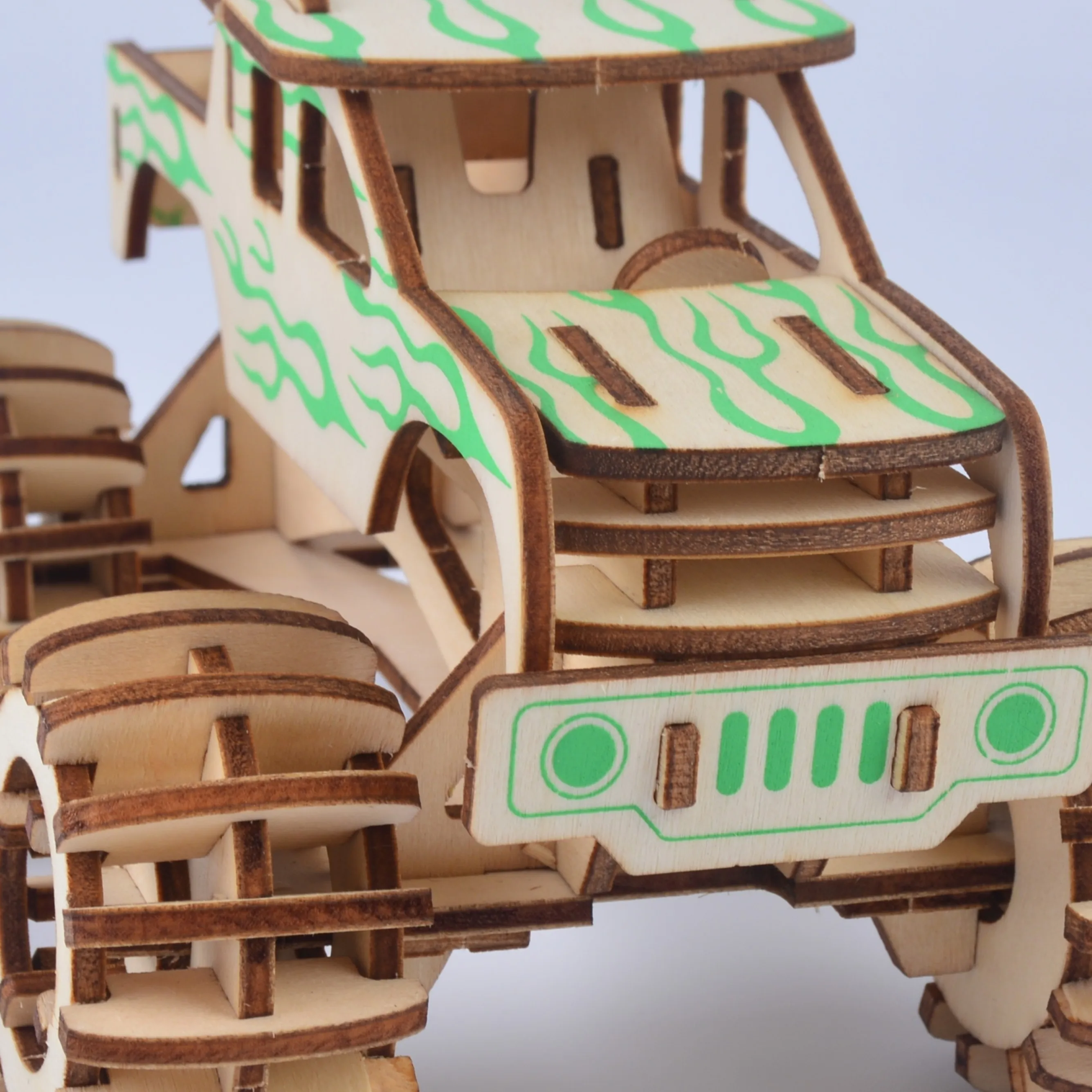 Лазерная резка 3D деревянная головоломка автомобиль монстр грузовик DIY набор