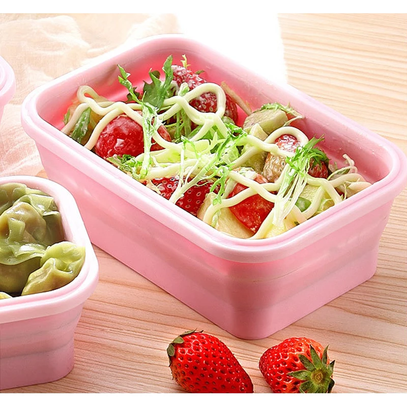 Силиконовый складной Ланч-бокс Портативный для детей школьный Ланчбокс